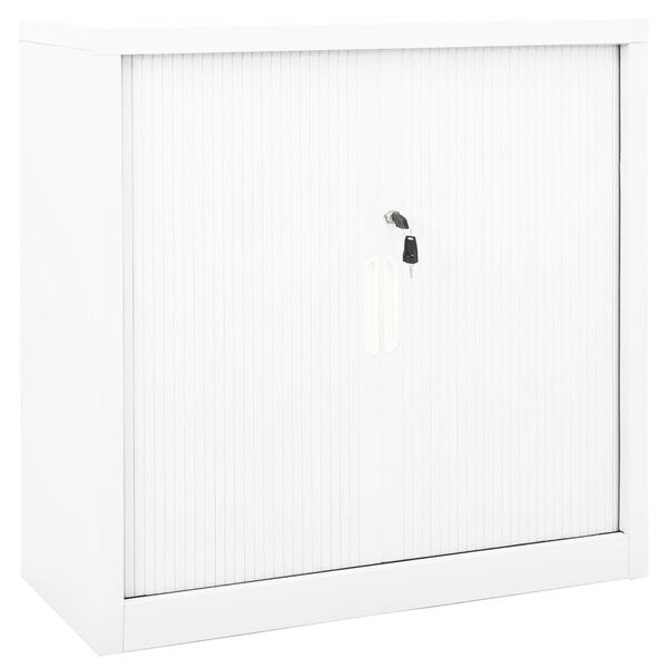 vidaXL Armoire &agrave; portes coulissantes Blanc 90x40x90 cm Acier