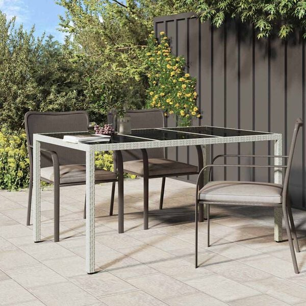 vidaXL Table de jardin pour repas Blanc 150 x 90 x 75 cm Poly rotin