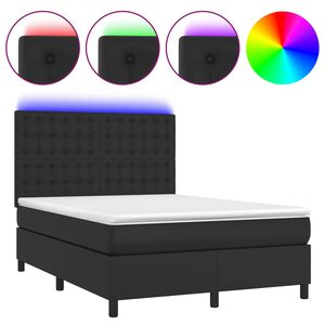 vidaXL Sommier &agrave; lattes de lit avec matelas et LED Noir 140x190 cm