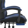 vidaXL Chaise de jeu avec repose-pied Noir et bleu Similicuir