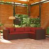 vidaXL Salon de jardin 4 pcs avec coussins R&eacute;sine tress&eacute;e Marron