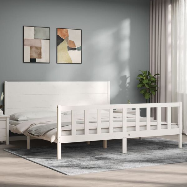 vidaXL Cadre de lit sans matelas blanc 200x200 cm bois massif de pin