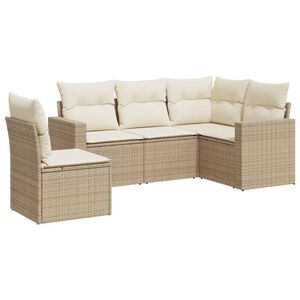 vidaXL Salon de jardin avec coussins 5 pcs beige r&eacute;sine tress&eacute;e