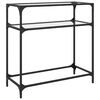 vidaXL Table console avec dessus en verre transparent 80x35x81cm acier