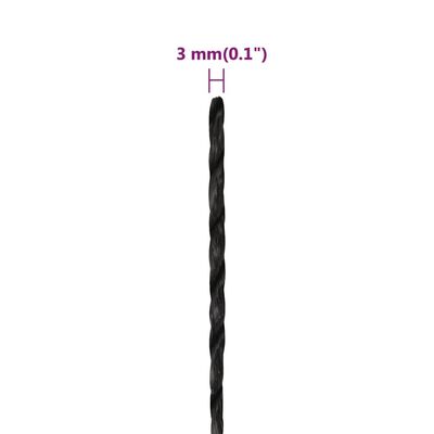vidaXL Corde de travail noir 3 mm 50 m polypropylène