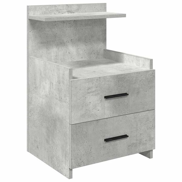 vidaXL Table de chevet avec 2 tiroirs Gris béton 40 x 36,5 x 62 cm