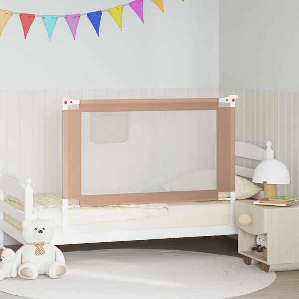 vidaXL Barri&egrave;re de s&eacute;curit&eacute; de lit d'enfant Taupe 120x25 cm Tissu