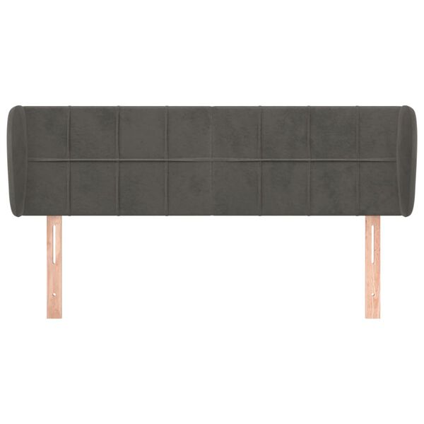 vidaXL T&ecirc;te de lit avec oreilles Gris fonc&eacute; 147x23x78/88 cm Velours