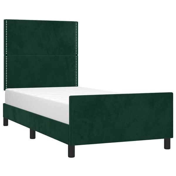 vidaXL Cadre de lit sans matelas vert fonc&eacute; 100x200 cm velours