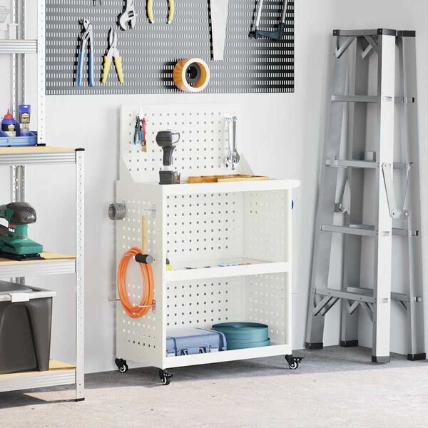 vidaXL Chariot à outils Blanc 65 x 35 x 111 cm Acier laminé à froid