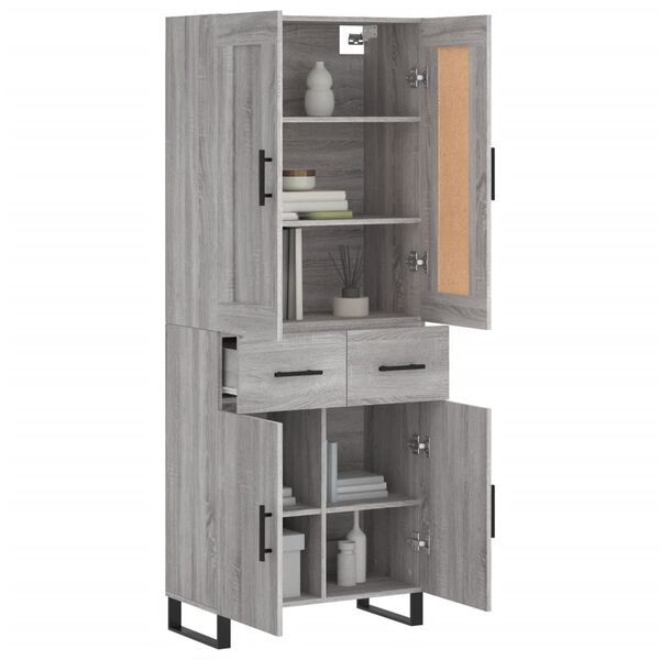 vidaXL Buffet haut Sonoma gris 69,5x34x180 cm Bois d'ing&eacute;nierie