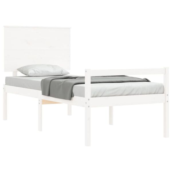 vidaXL Lit pour personne &acirc;g&eacute;e sans matelas blanc bois massif