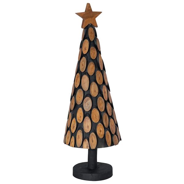 vidaXL Sapin de No&euml;l avec support Marron 90 cm Bois de teck solide