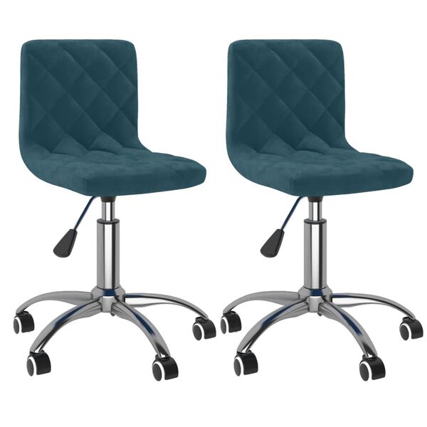 vidaXL Chaises pivotantes &agrave; manger lot de 2 Bleu Velours
