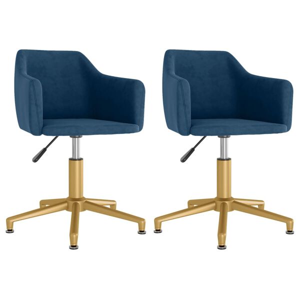 vidaXL Chaises pivotantes &agrave; manger lot de 2 Bleu Velours