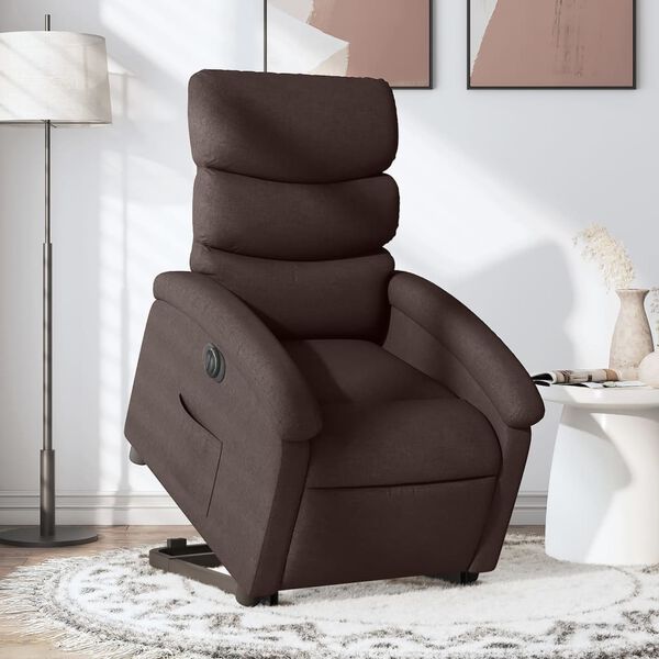 vidaXL Fauteuil inclinable &eacute;lectrique marron fonc&eacute; tissu