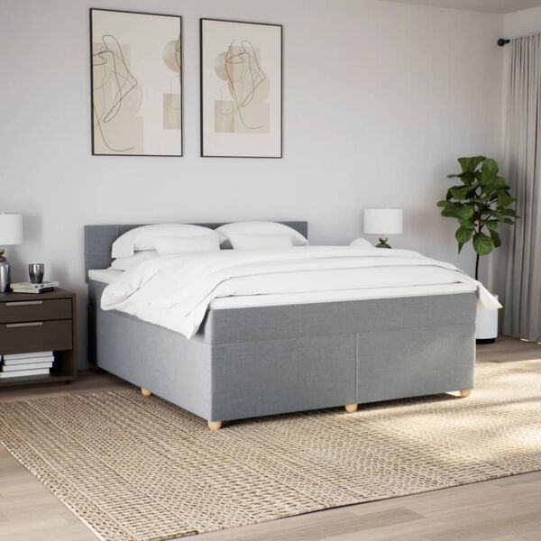 vidaXL Sommier &agrave; lattes de lit avec matelas Gris clair 180x200cm Tissu