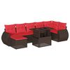 vidaXL Ensemble de canap&eacute; de jardin 8 pcs avec coussins marron r&eacute;sine tress&eacute;e