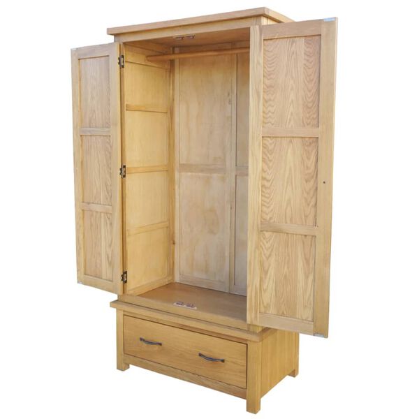 vidaXL Garde-robe avec 1 tiroir 90 x 52 x 183 cm Bois de ch&ecirc;ne massif