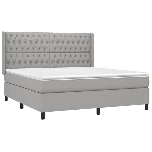 vidaXL Sommier &agrave; lattes de lit avec matelas Gris clair 180x200cm Tissu