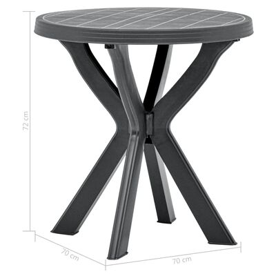 vidaXL Table de bistro Anthracite Ø70 cm Plastique