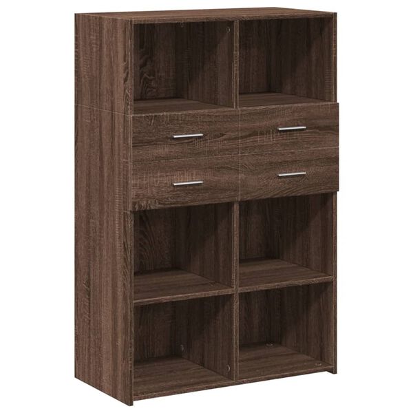 vidaXL Buffet haut ch&ecirc;ne marron 80x42,5x124 cm bois d'ing&eacute;nierie