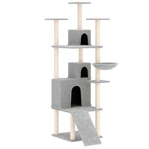 vidaXL Arbre &agrave; chat avec griffoirs en sisal Gris clair 175 cm