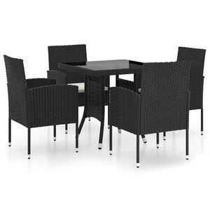 vidaXL Ensemble &agrave; manger de jardin 5 pcs R&eacute;sine tress&eacute;e Noir