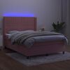 vidaXL Sommier &agrave; lattes de lit matelas et LED Rose 140x200 cm Velours