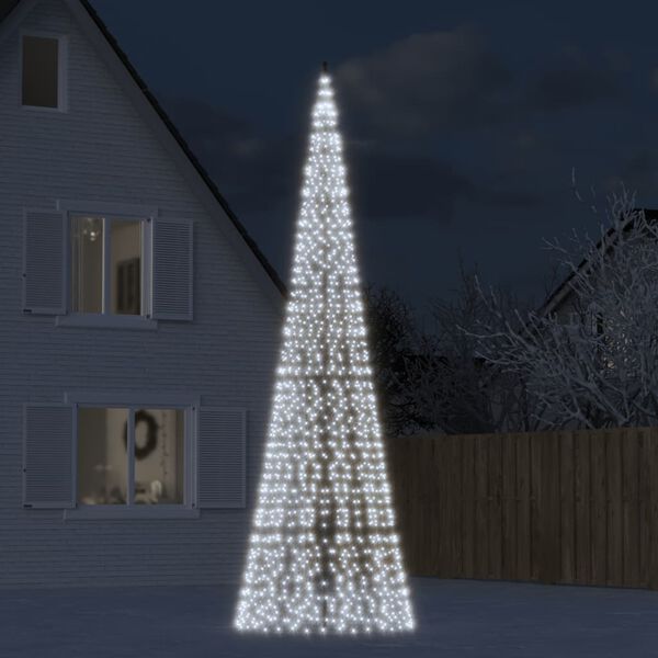 vidaXL Sapin de No&euml;l &agrave; LED sur m&acirc;t de drapeau 1534 LED blanc 500 cm