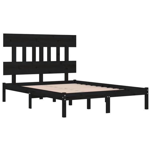 vidaXL Cadre de lit sans matelas noir 200x200 cm bois massif