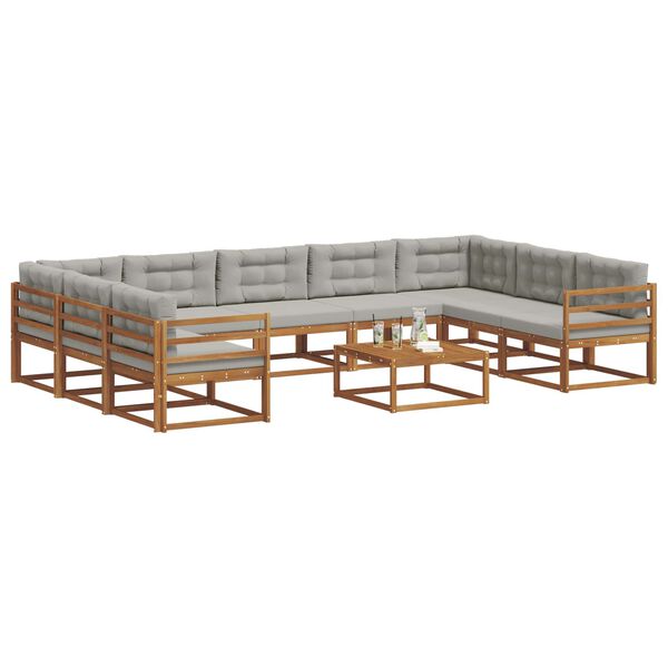 vidaXL Ensemble de canap&eacute;s d'ext&eacute;rieur 10 pcs Gris Naturel et Clair