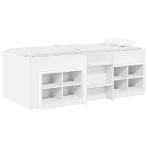 vidaXL Cadre de lit en loft avec armoire avec &eacute;tag&egrave;re 3 pi&egrave;ces Blanc