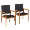 vidaXL Chaises d'ext&eacute;rieur lot de 2 R&eacute;sine tress&eacute;e Noir et marron