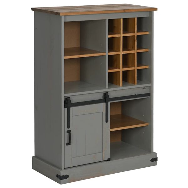 vidaXL Armoire à vin HALDEN casiers à vin porte coulissante gris pin