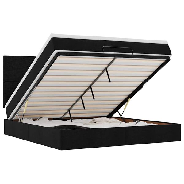 VidaXL Cadre de lit ottoman avec matelas noir 160x200 cm tissu