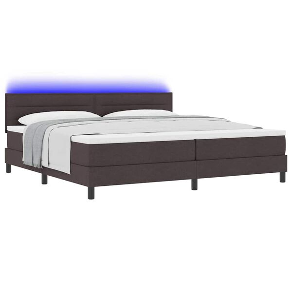 vidaXL Lit &agrave; ressorts avec matelas Marron fonc&eacute; 200 x 200 cm tissu