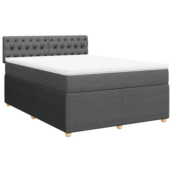 vidaXL Sommier &agrave; lattes de lit avec matelas Gris fonc&eacute; 140x190cm Tissu