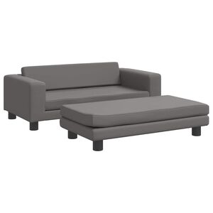 vidaXL Canap&eacute; avec repose-pied pour enfants gis 100x50x30cm similicuir
