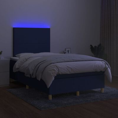 vidaXL Sommier à lattes de lit et matelas et LED Bleu 120x200 cm Tissu