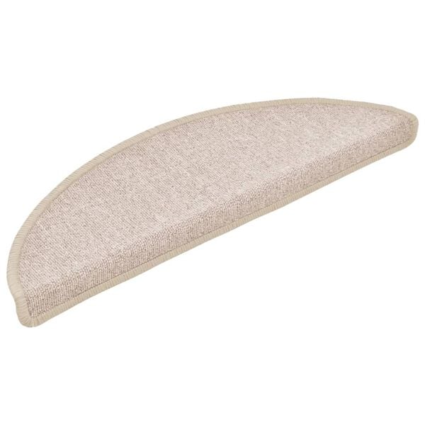 vidaXL Tapis d'escalier 15 pi&egrave;ces 56 x 17 x 3 cm Taupe Demi-rond