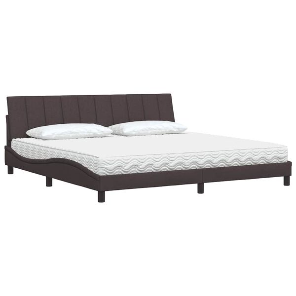 vidaXL Lit avec matelas Hanko marron fonc&eacute; 200x200 cm tissu