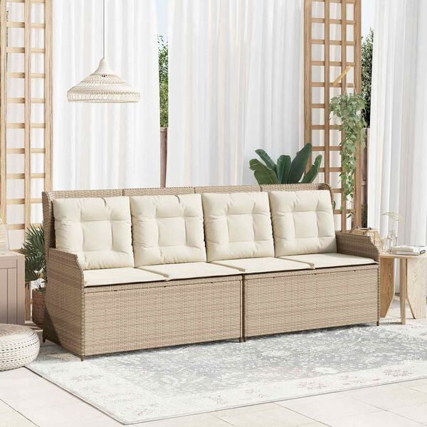vidaXL Banc de jardin avec coussin Beige Poly rotin