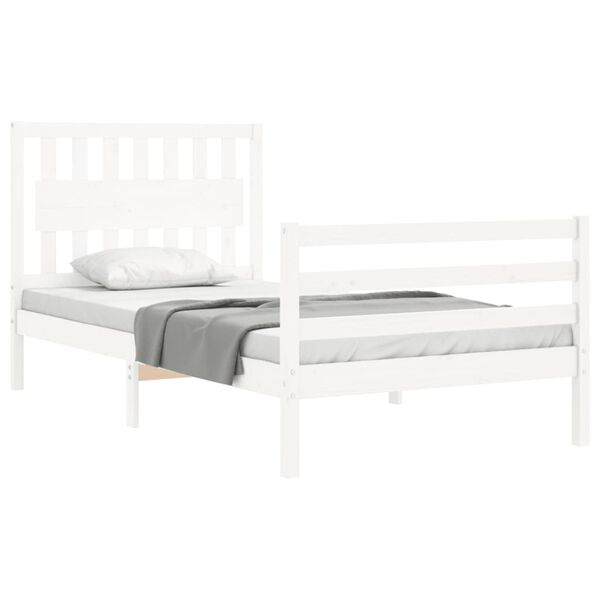 vidaXL Cadre de lit sans matelas blanc 100x200 cm bois massif
