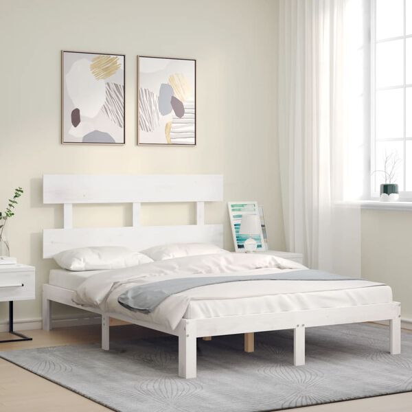 vidaXL Cadre de lit sans matelas blanc 120x200 cm bois de pin massif