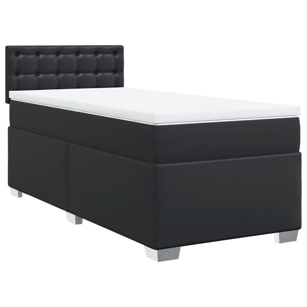 vidaXL Sommier à lattes de lit avec matelas Noir 90x200 cm Similicuir