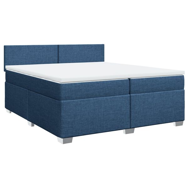 vidaXL Sommier &agrave; lattes de lit avec matelas Bleu 200x200 cm Tissu