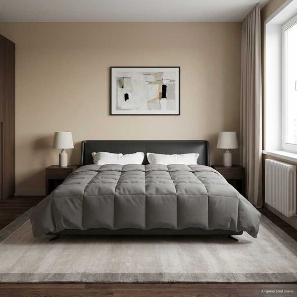 vidaXL Duvet d'&eacute;t&eacute; simple Matelass&eacute; Gris clair 200 x 240 cm Microfibre