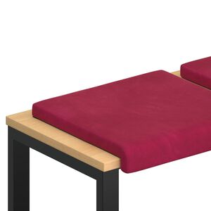 vidaXL Coussin de banc 4 pc Velours Bordeaux Profondeur 35 cm