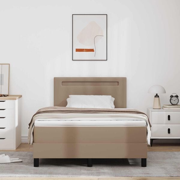 vidaXL Lit &agrave; ressorts avec matelas Cappuccino 120 x 190 cm Simili cuir